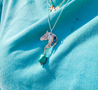 Genuine turquoise sterling silver necklace